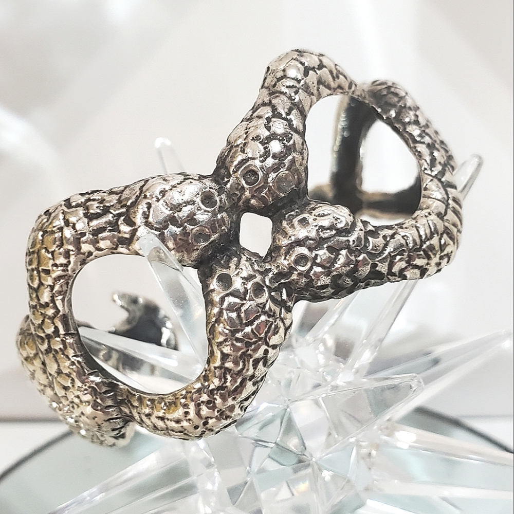 ESPERANZA Mexico 925 Silver 4 Headed Snake Cuff Bracelet